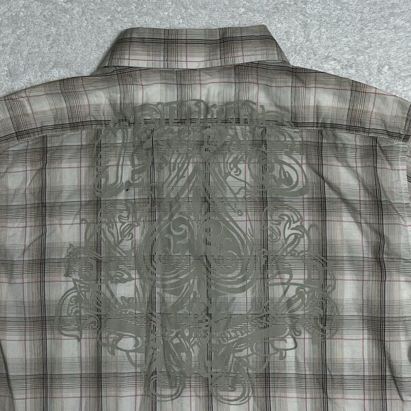 SCOTCH Plaid Shirt SPADE Graphics Men's XL Beige Casual Button Up NWT - Picture 17 of 17